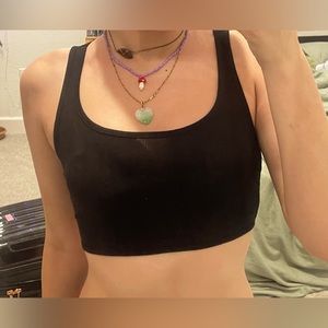 Super cute open back black cropped tank top